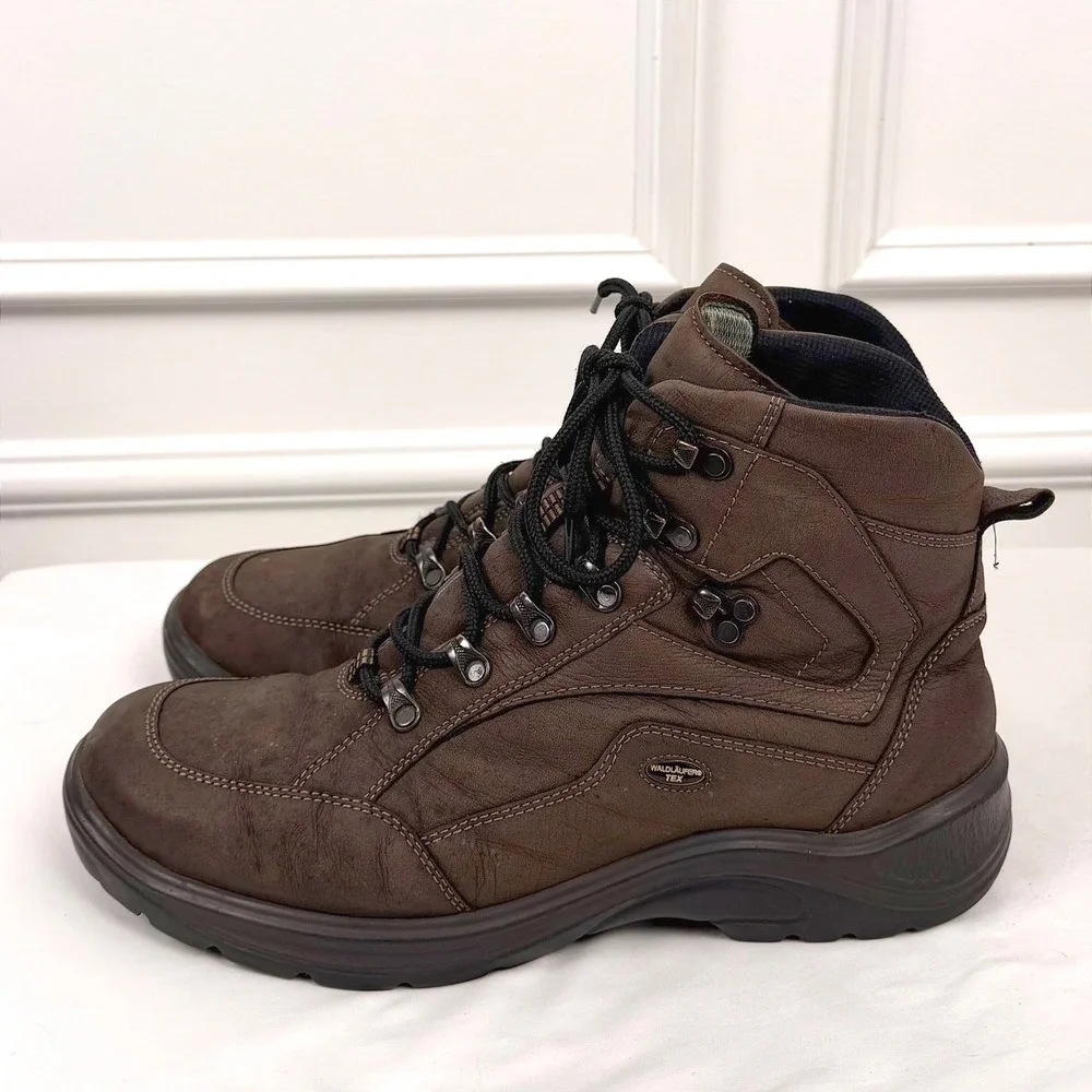 Waldlaufer Tex Mens Brown Leather Waterproof Hiking Boots Size 10.5